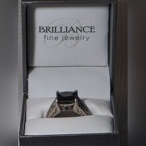 Vintage 925 Silver and Black Onyx Ring Stunning Cocktail Ring